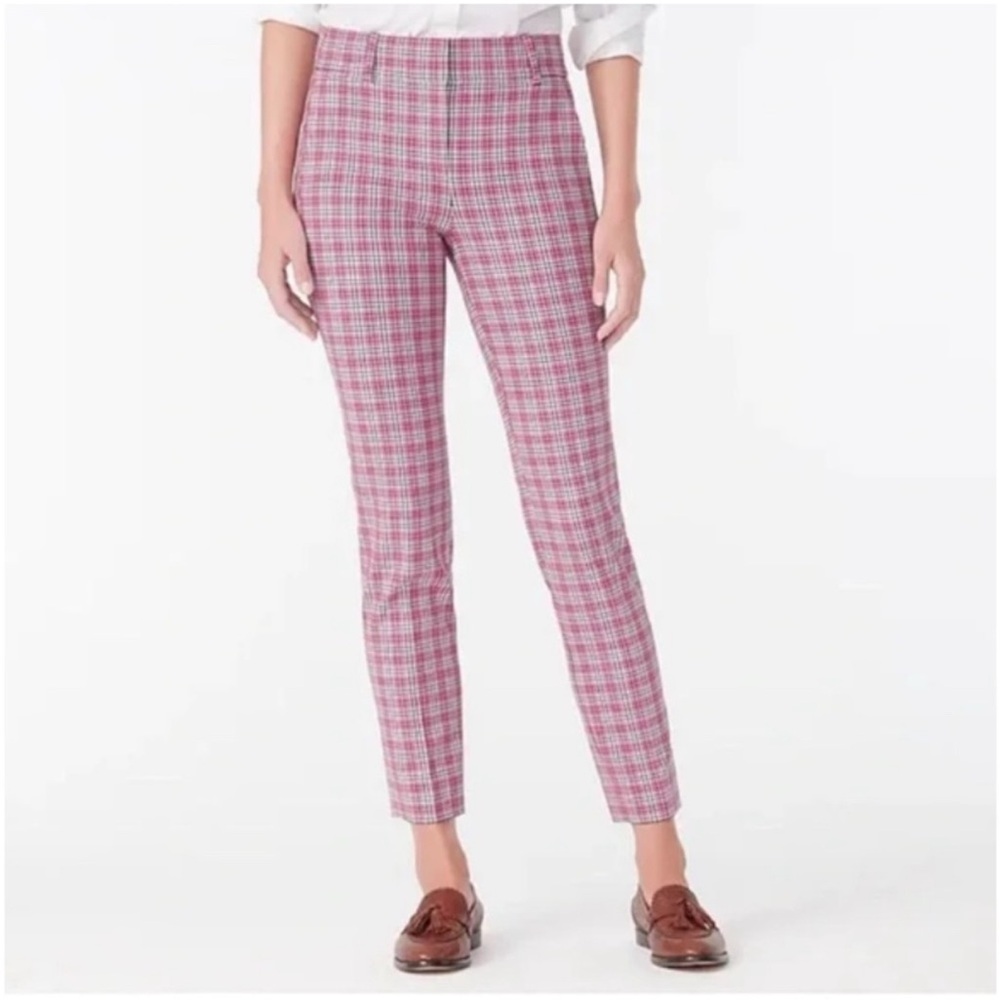 J. Crew Cameron slim crop pant in pink plaid